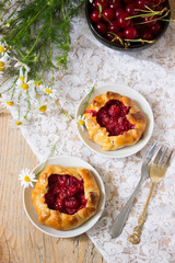 Cherry galette on a white background