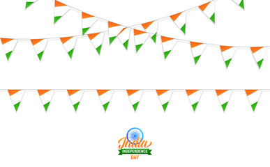 Obraz premium Buntings of India flag. Decorations for India Independence Day. Realistic India flag buntings