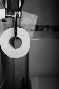 Toiler paper roll close up black and white tonned