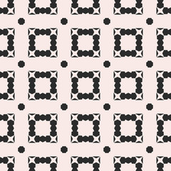 Monochrome geometric seamless pattern, vector background with angular geometric shapes, jagged figures, squares, stars, octagons. Simple repeat texture for decor, prints, fabric, furniture, textile