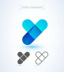 Mosaic letter Y logo. Material design and origami style.