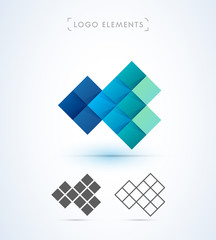 Abstract mosaic logo. Origami and material design style.