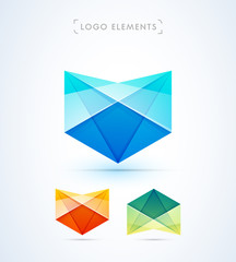 Vector abstract diamond logo template. Glossy style. Mosaic