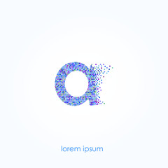 A Letter Logo. Abstract Design of Blue Bubbles.