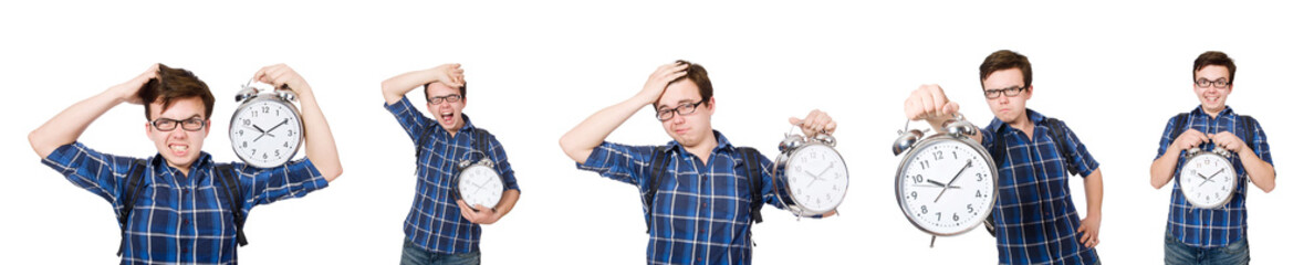 Student missing his studying deadlines on white