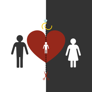 With whom the child will remain after the divorce - vector concept