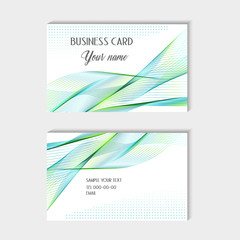 Abstract wave background business card set vector. Green vector background. Smoke wave design. Transparent color background. Perfect design element for any cards.