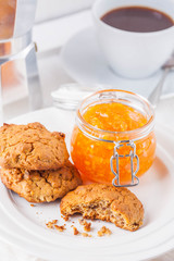cookies, coffee and orange marmalade