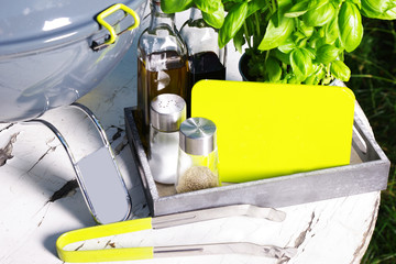 Grill, Schild mit Platz für Text 