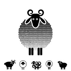 Sheep or Ram Icon, Logo, Template, Pictogram