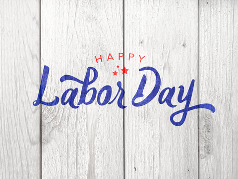 Happy Labor Day Typography Over Distressed Wood Background