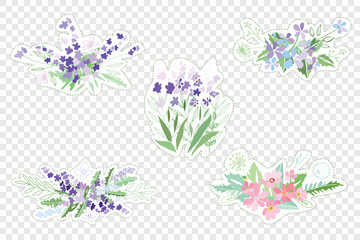 Vintage romantic vector of fashionable bouquets of flowers.