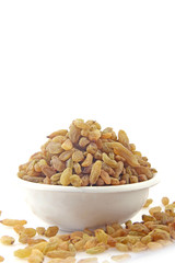 Raisin In White Bowl on White background