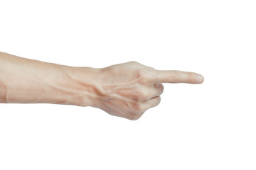 Hand pushing isolated on a white background