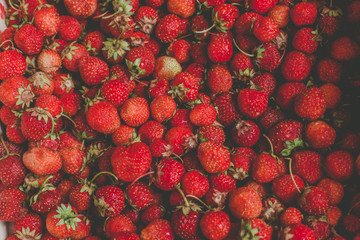 background from freshly harvested strawberries, directly above