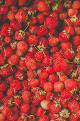 background from freshly harvested strawberries, directly above
