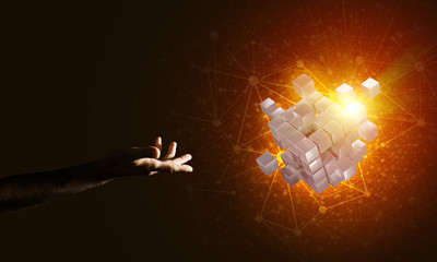 Idea of new technologies and integration presented by cube figure