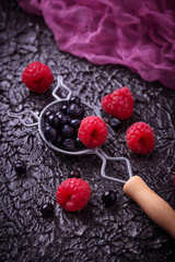 Fresh blueberries and raspberries