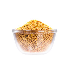 Dried yellow peas in saucepan.