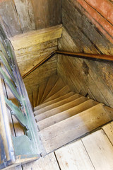 Old wooden stair in a timber made house