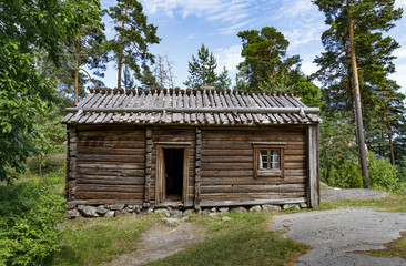 Fototapeta na wymiar Exterior of an ancient timber made building