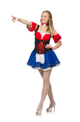 Woman in Oktoberfest concept on white