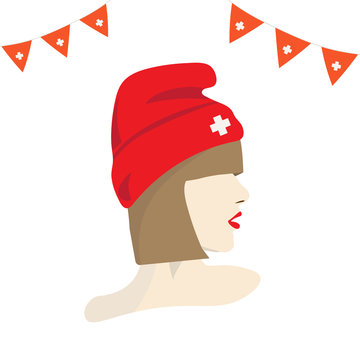 Vector illustration for Swiss National Day. The First of August. Known as Schweizer Bundesfeier, Festa nazionale svizzera, Fête nationale suisse.