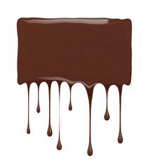 Place for inscription made from melted chocolate, isolated on white background
