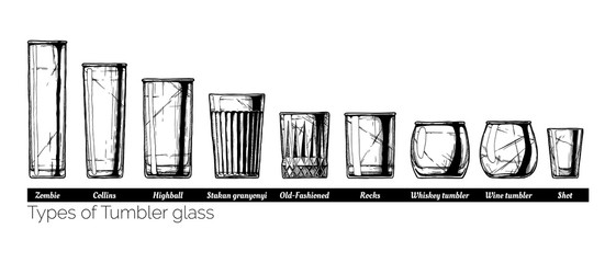 illustration of tumbler glass types