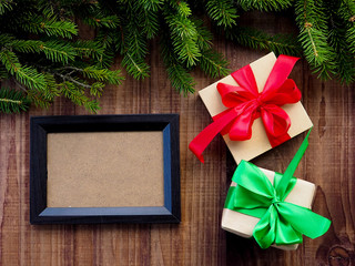 Christmas gift boxes with decorations