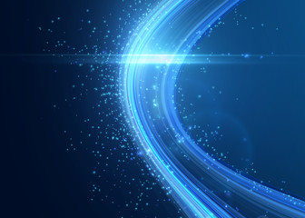 Obraz premium Vector background. Bright glowing curve on dark, with light particles.