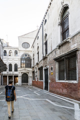 Place called "Campiello de la Scuola", entrance to the University luav of Venice, Italy