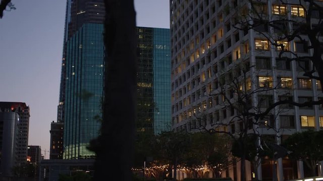 High rise glass office building downtown Los Angeles. 4K