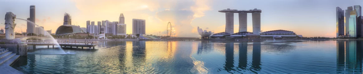 Foto auf Alu-Dibond Hintergrund der Skyline von Singapur © boule1301