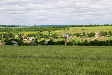 Fototapeta na wymiar View on the village in Ukraine on summer