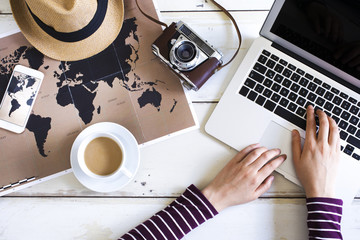 Travel planning concept on map