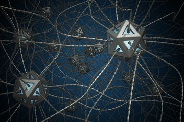 AI and nano technology concept. 3D rendered illustration of artificial neural network.