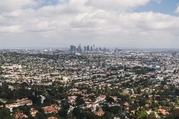Kissenbezug Picturesque city panorama of the modern city of Los Angeles © konoplizkaya