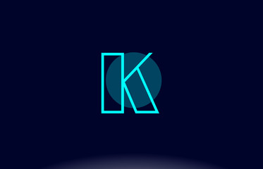 k blue line circle alphabet letter logo icon template vector design