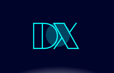 dx d x blue line circle alphabet letter logo icon template vector design