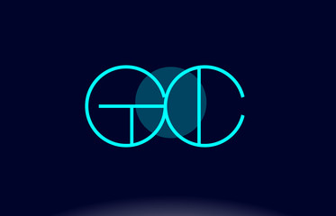 gc g c blue line circle alphabet letter logo icon template vector design