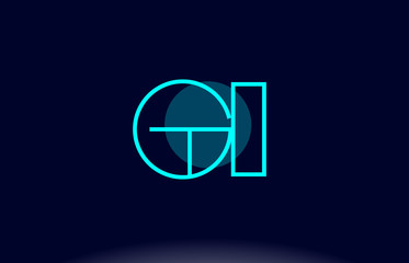 gi g i blue line circle alphabet letter logo icon template vector design