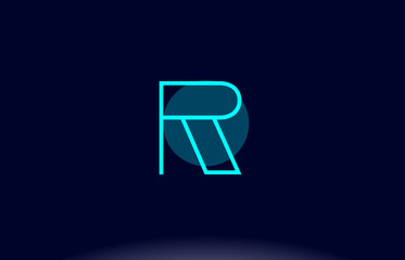 r blue line circle alphabet letter logo icon template vector design