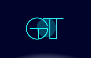 gt g t blue line circle alphabet letter logo icon template vector design