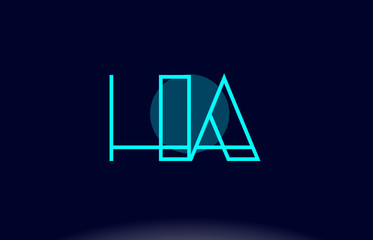 ha h a blue line circle alphabet letter logo icon template vector design