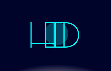 hd h d blue line circle alphabet letter logo icon template vector design