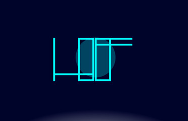 hf h f blue line circle alphabet letter logo icon template vector design