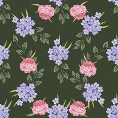 Floral card. Bouquet of roses,