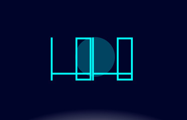 hh h h blue line circle alphabet letter logo icon template vector design