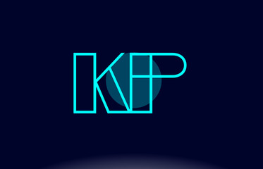 kp k p blue line circle alphabet letter logo icon template vector design